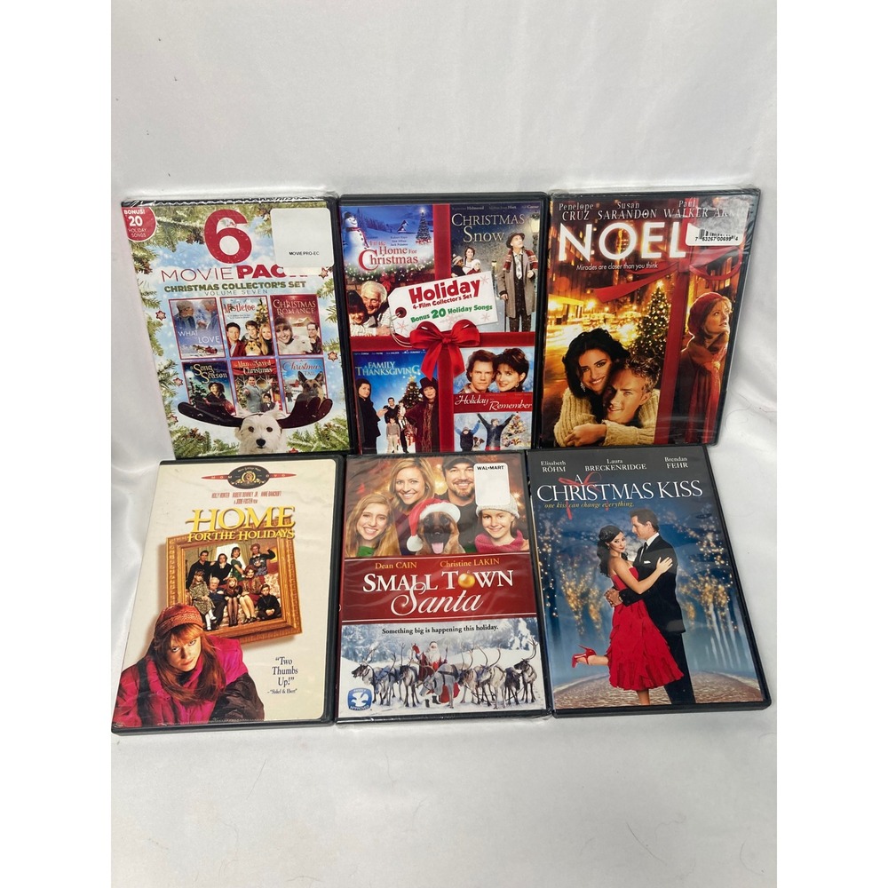 Christmas Holiday DVD Lot 6 Cases 12 Movies Noel Christmas Kiss Small Town Santa